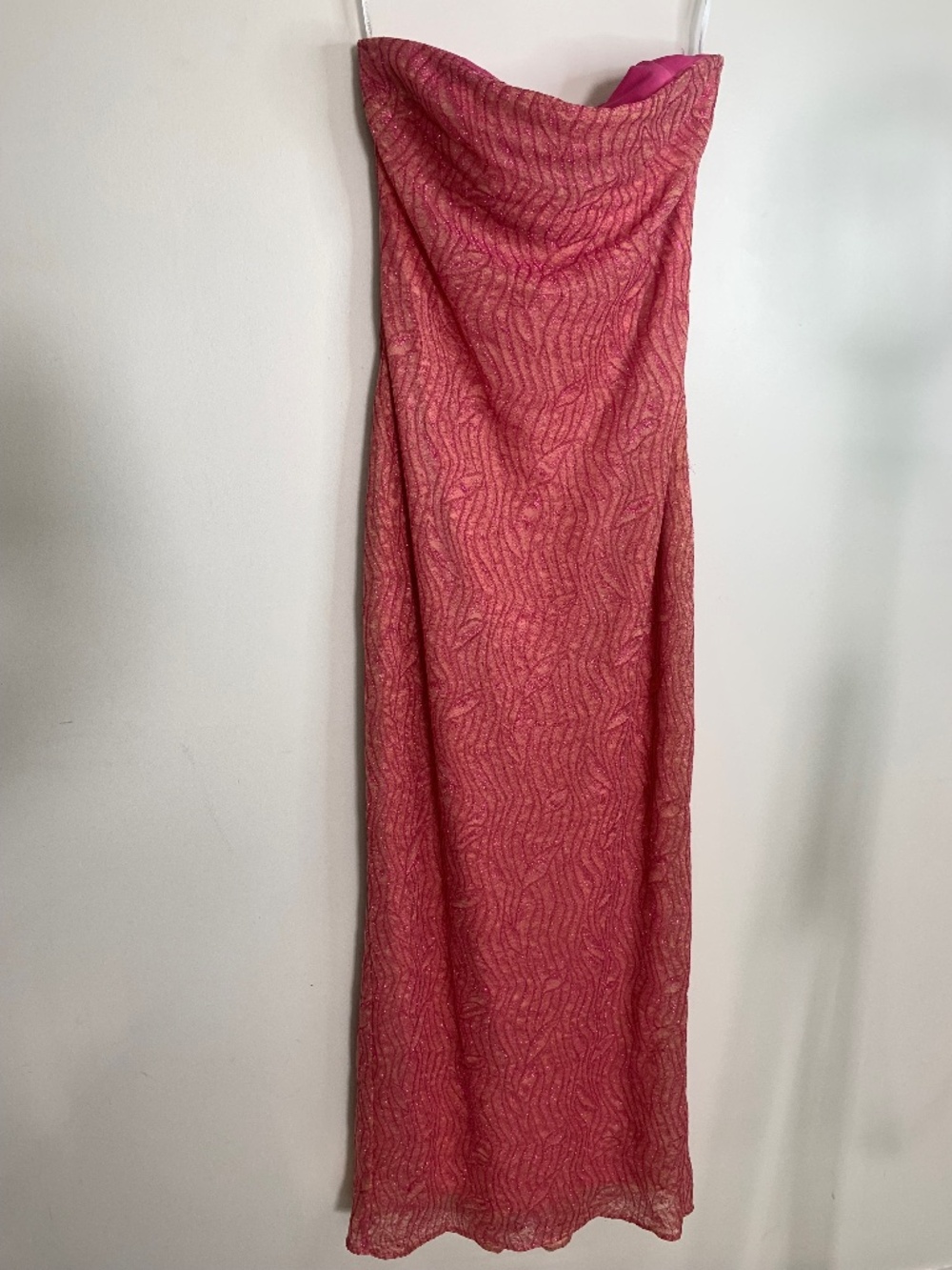 Jessica McClintock for Gunne Sax Pink Metallic Strapless Maxi Dress